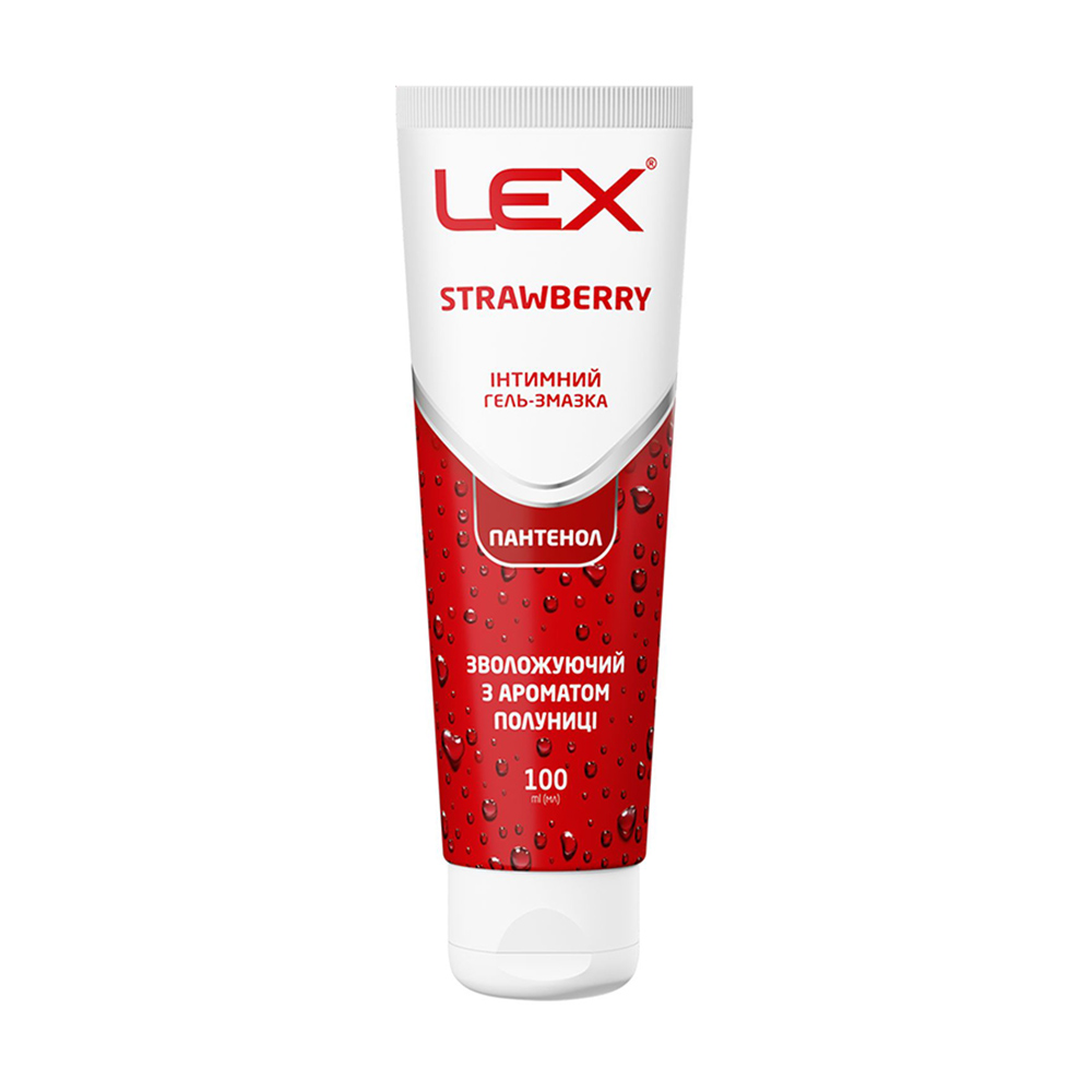 Зволожувальний інтимний гель-змазка LEX Strawberry Panthenol, з ароматом полуниці, 100 мл